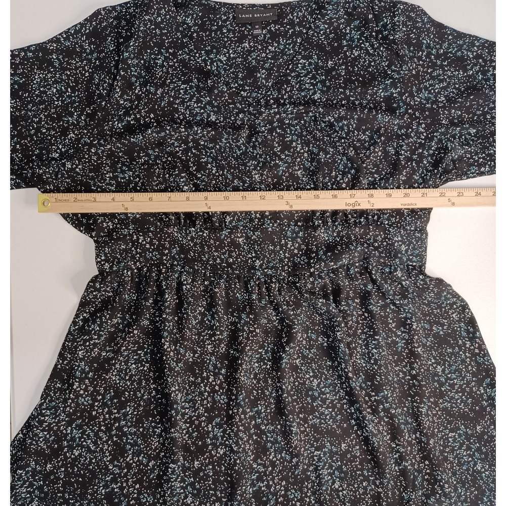 Women's Lane Bryant Black & Blue Floral Cinched Waist Lightweight Tunic Size 16 - Picture 4 of 11